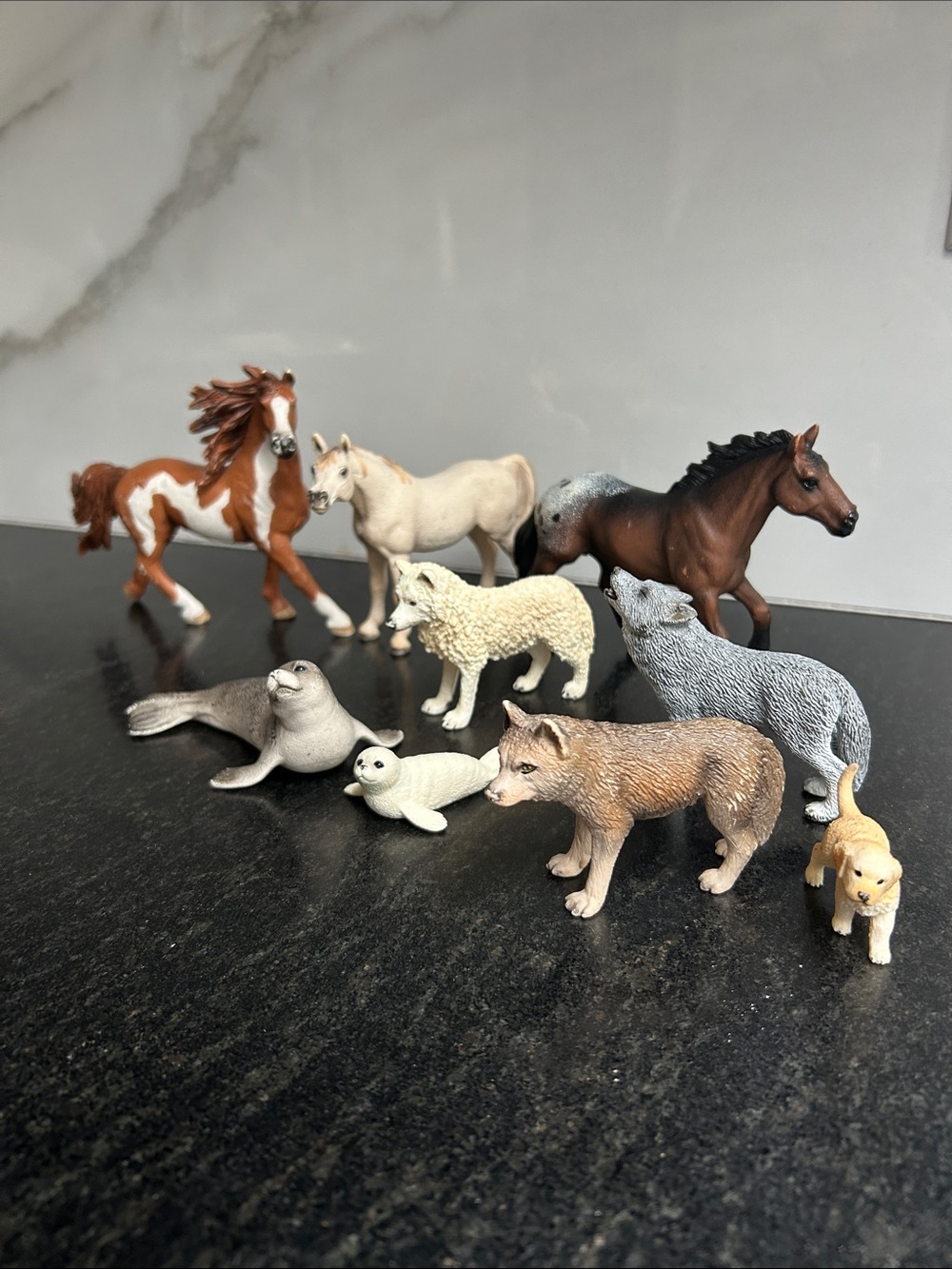 Schleich figures animals horses Farm & Wildlife Toy Figures - Brown, White, Gray